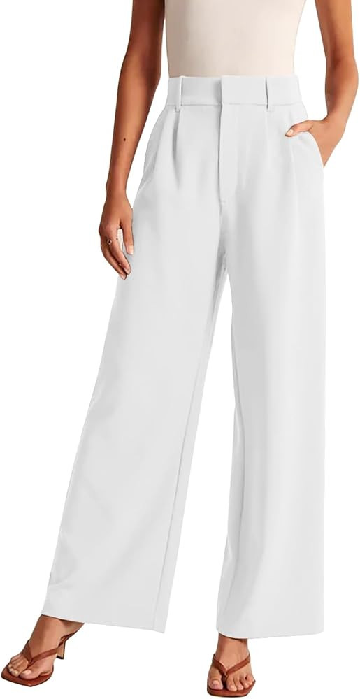 KUNMI Women's Wide Leg Pants Work Business Casual Loose High Waisted Dress Palazzo Flowy Trousers | Amazon (US)