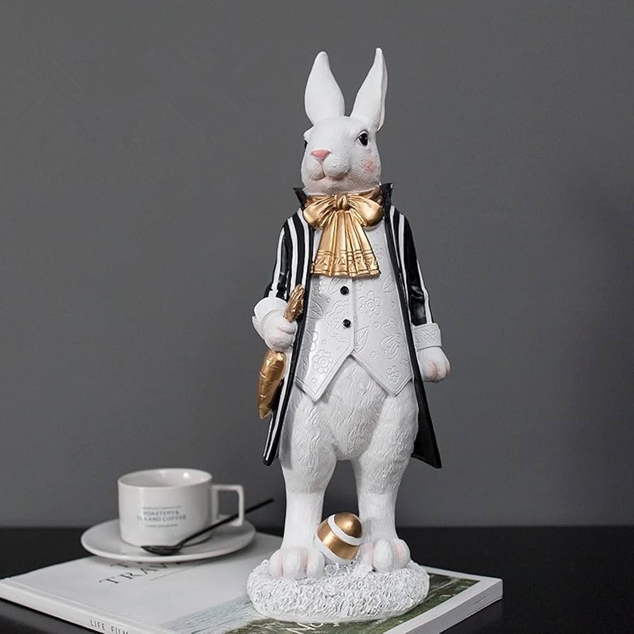 Easter Bunny Figurines Mr. Rabbit Eggs Animal Statues Sculptures Black Table Tabletop, Figurine D... | Amazon (US)