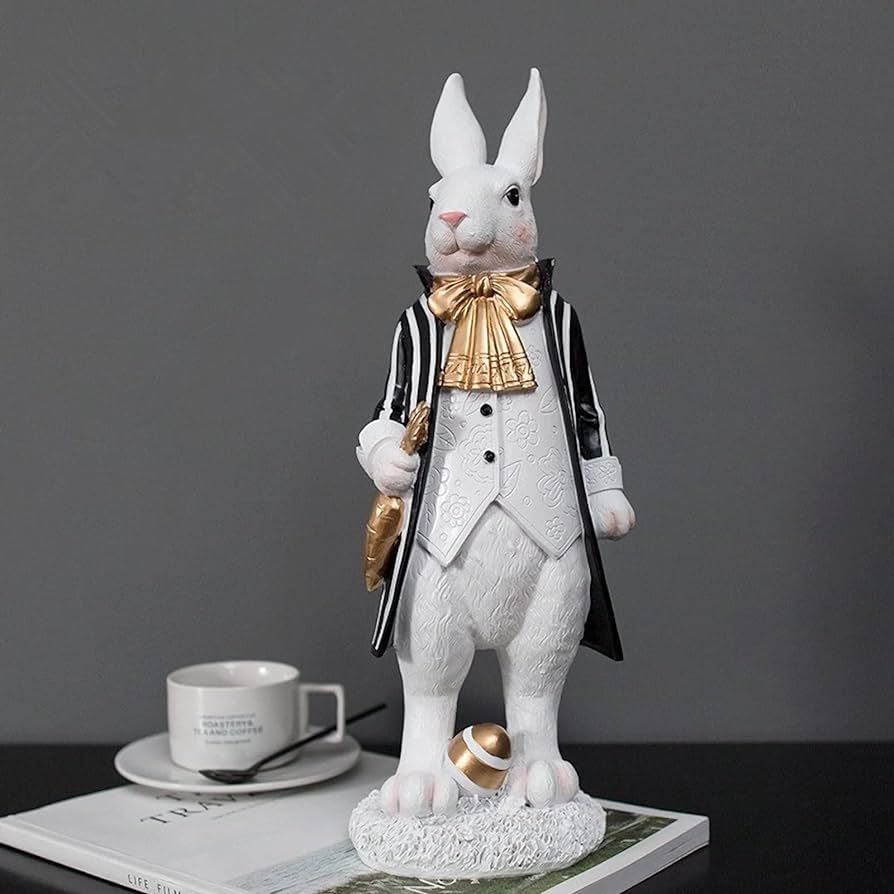 Easter Bunny Figurines Mr. Rabbit Eggs Animal Statues Sculptures Black Table Tabletop, Figurine D... | Amazon (US)