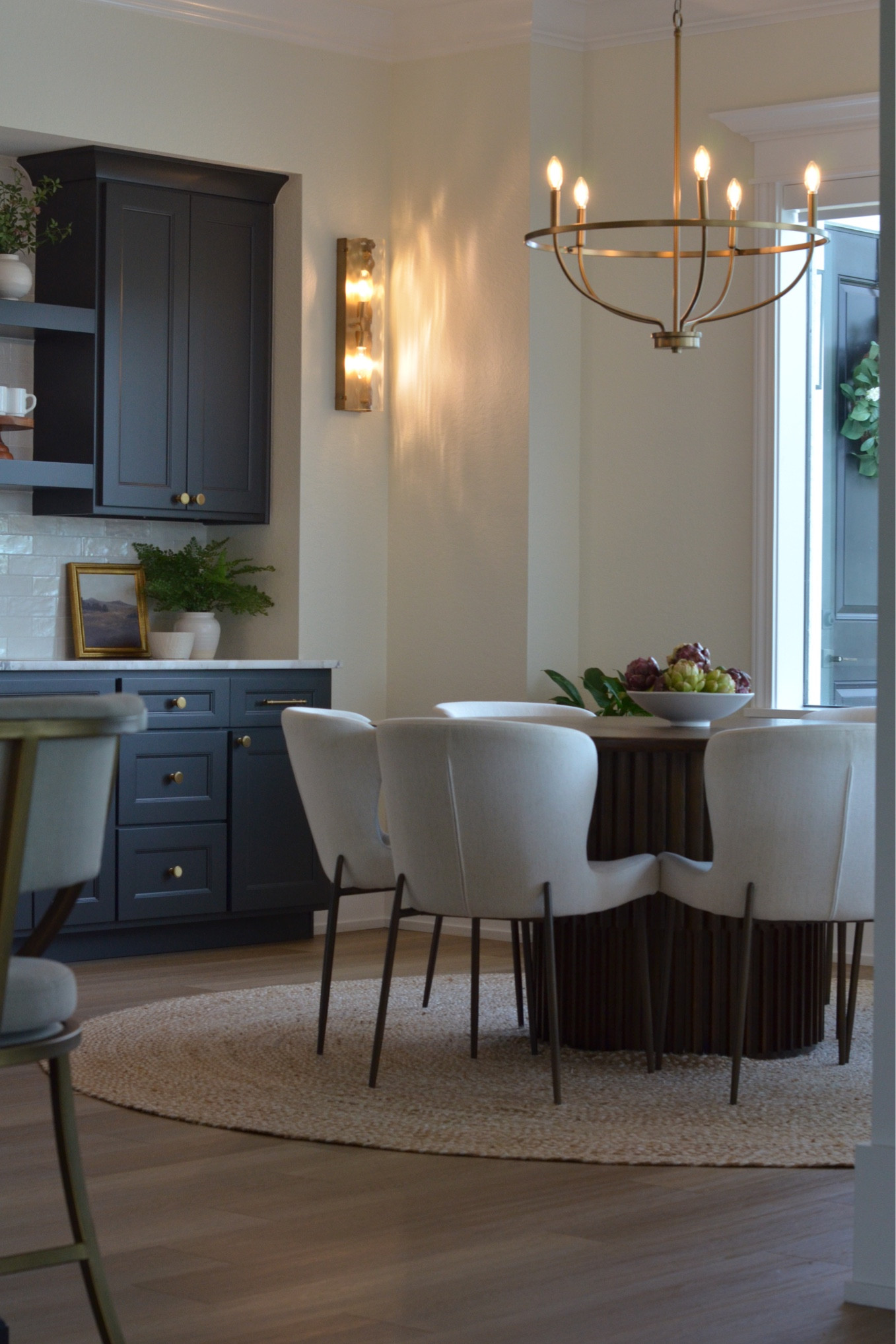 Dining room, dining table, dining chairs, chandelier, sconce 

#LTKhome