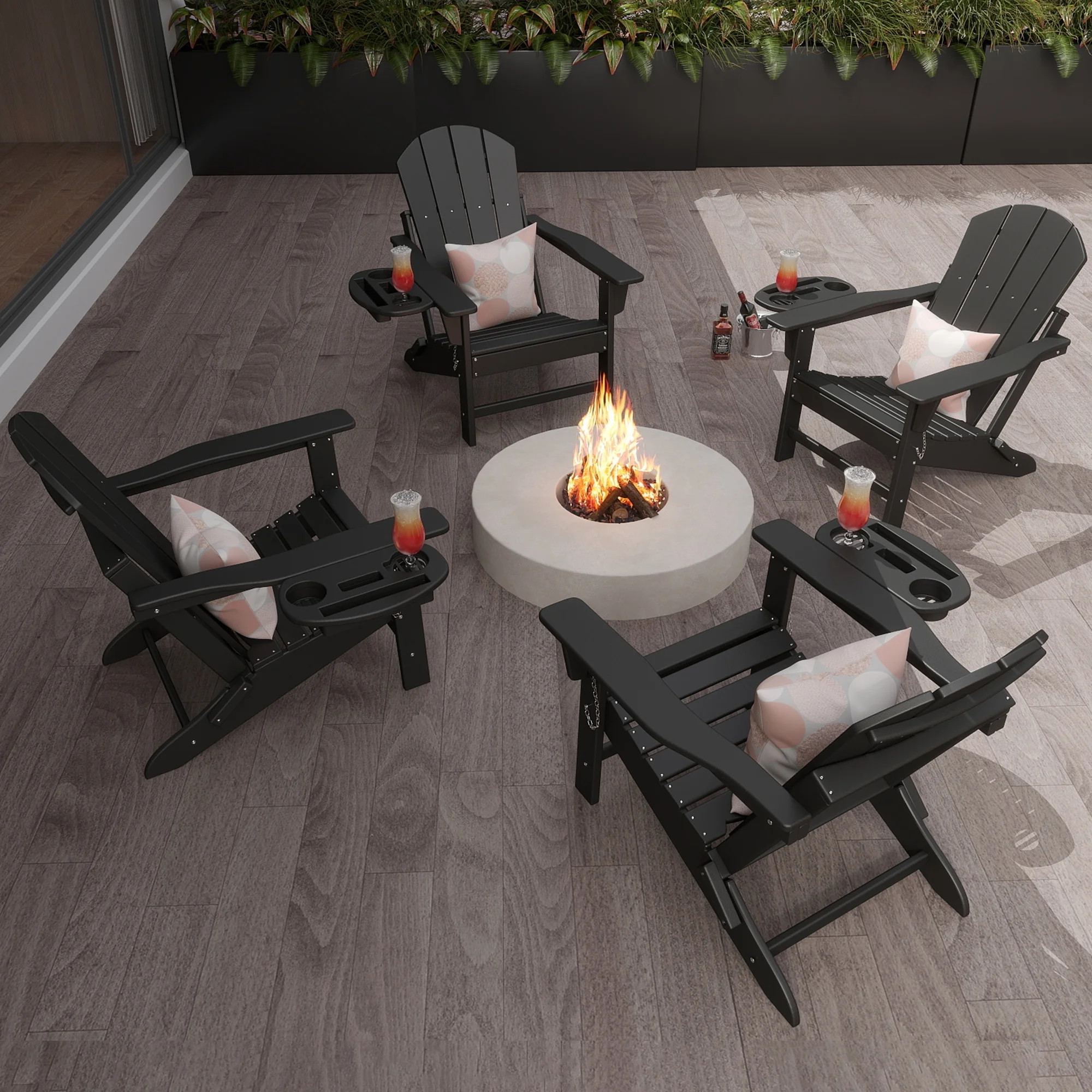 FOOWIN Plastic Adirondack Chairs Set of 4, Black | Walmart (US)