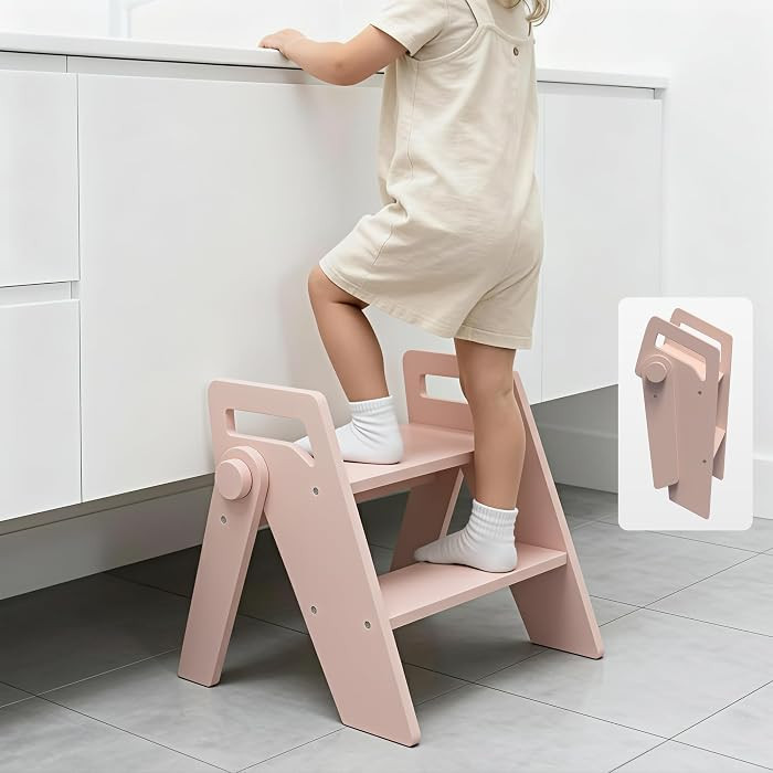 Wooden 2 Step Stool for Toddler Kids Bathroom Foldable 2-Step for Toilet Potty Training, Child St... | Amazon (US)