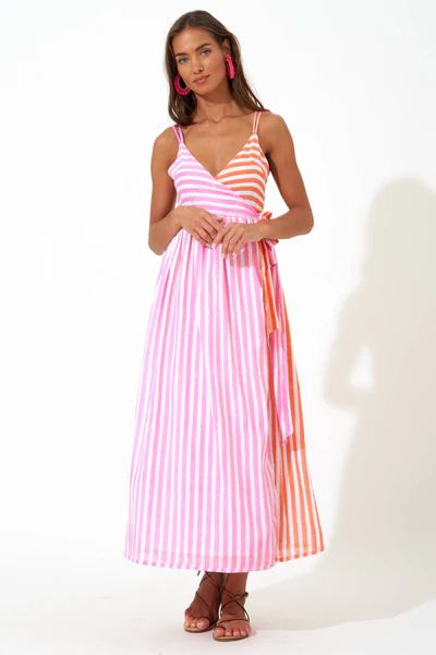 Sleeveless Wrap Dress- Nassau Pink | Oliphant Design