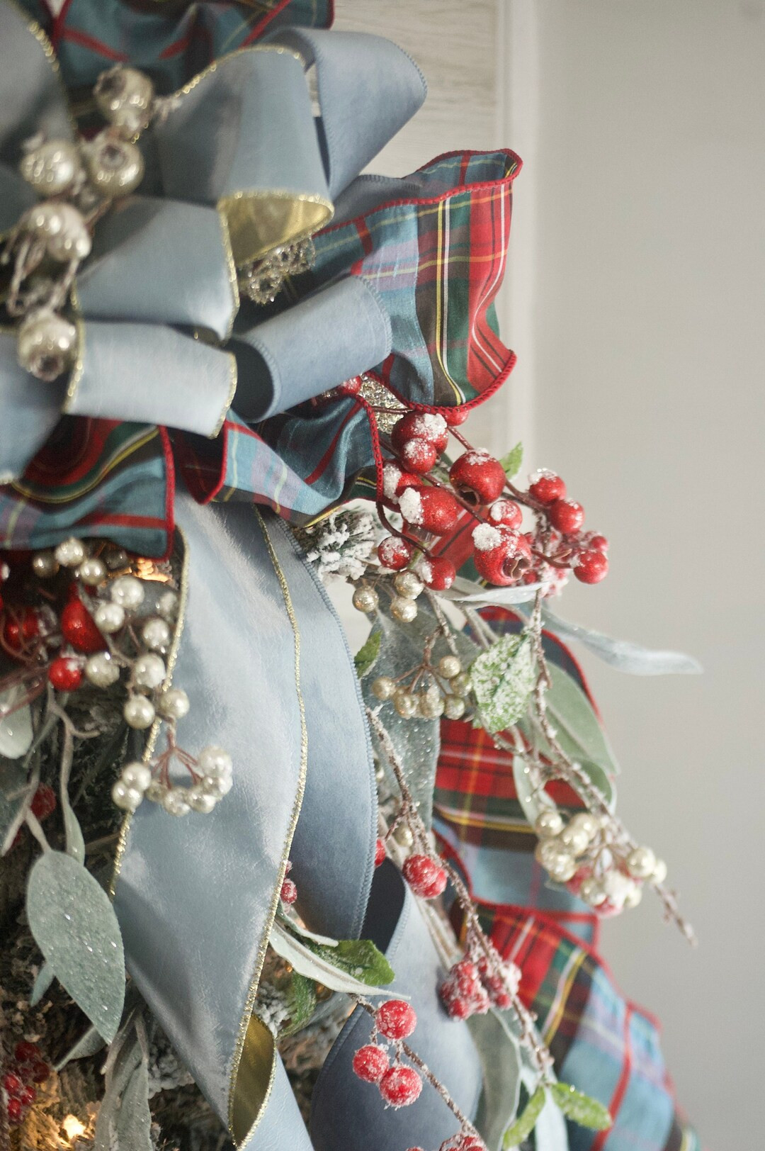 Christmas Tree Topper Bow in Dusty Blue, French Blue, Velvet Bow, Luxury, Designer - Etsy | Etsy (US)