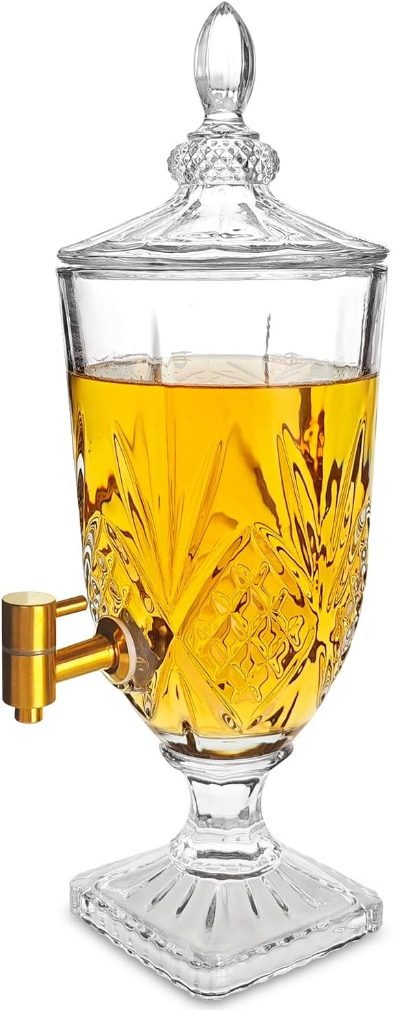 0.79 Glass Drink For Parties Glass Beverage Dispenser with Spigot for Party Bar Wedding Crystal C... | Amazon (US)