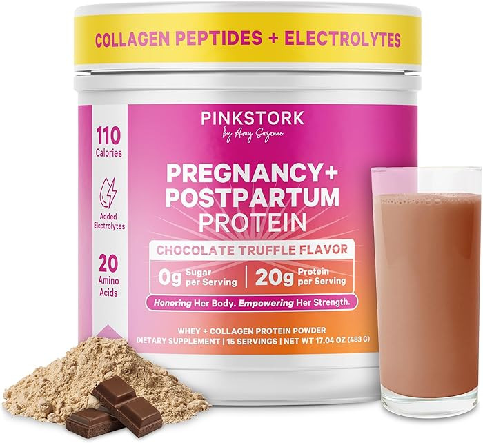 Pink Stork Pregnancy & Postpartum Protein Powder for Women, 20g Whey & Collagen, Prenatal & Breas... | Amazon (US)