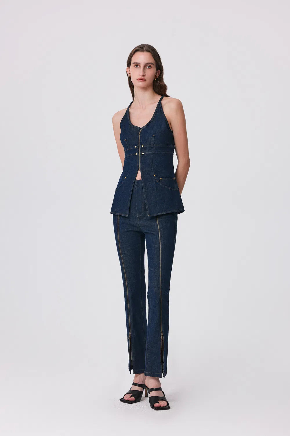 Gus Peplum Vest in Tencel Denim | Fabrique