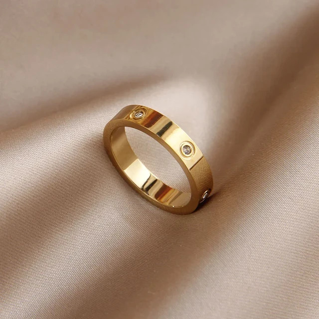 Anillos de acero inoxidable chapados en oro para mujer, joyería de marca de moda, anillos de Met... | Aliexpress EU