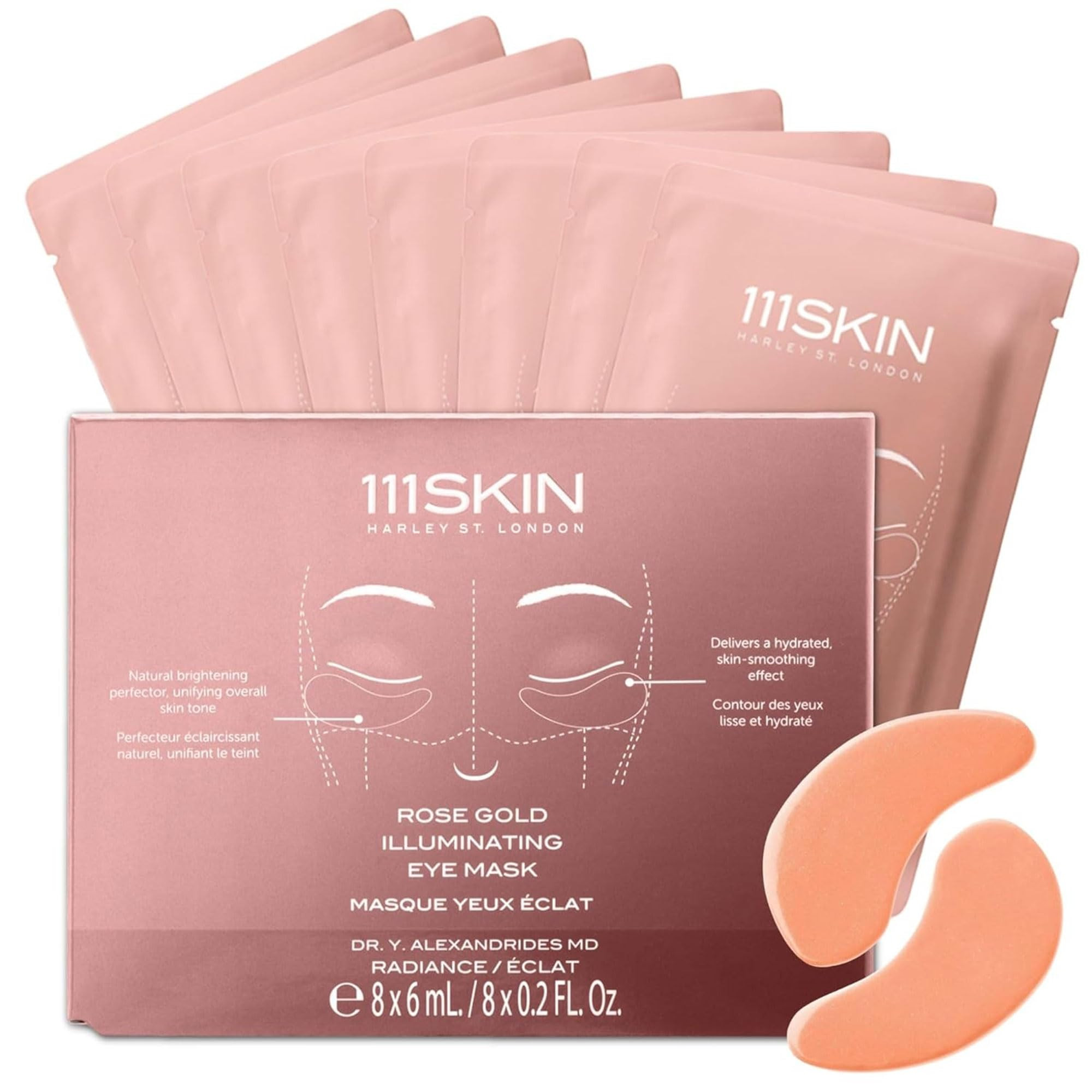 111SKIN Rose Gold Illuminating Eye Mask, Brightening & Hydrating Under Eye Patches for Dull, Dry Skin with Rose Extract, Colloidal Gold & Vitamin C, Improves the Appearance of Dark Circles, 8 Pairs | Amazon (US)