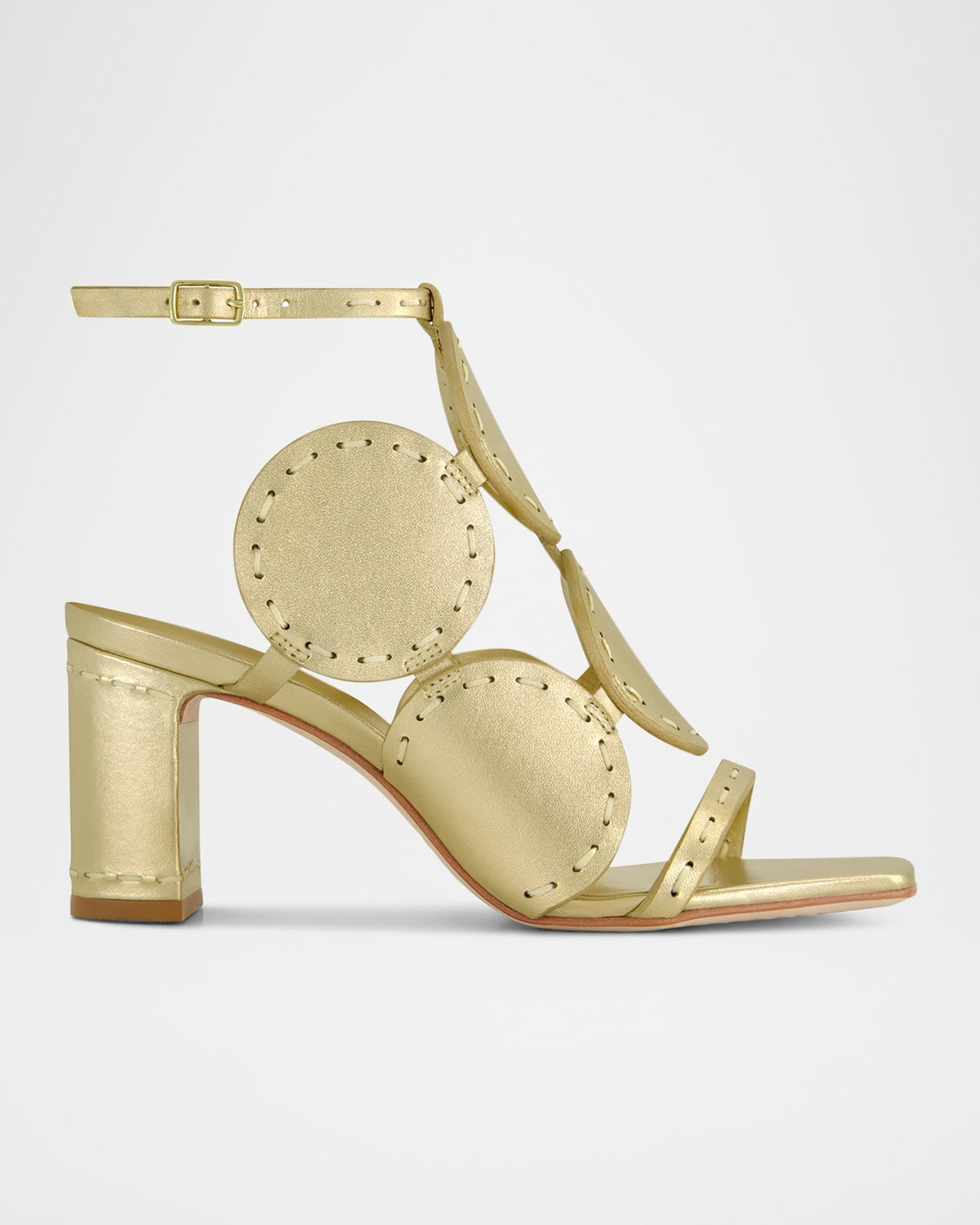 New Moon Circle Metallic Leather Sandals | Neiman Marcus