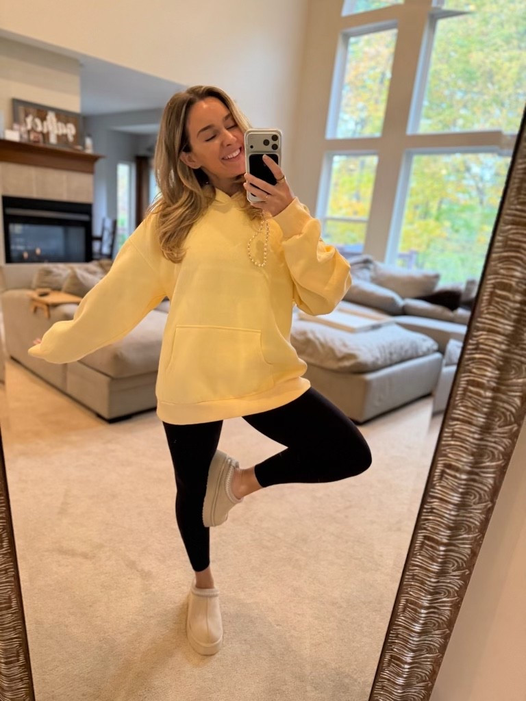 Nothing beats an oversized sweatshirt for a cozy fall day!

Yellow sweatshirt, black leggings, Ugg slippers, comfy outfit inspo, fall outfit ideas, oversized sweatshirt, casual fall look

#LTKStyleTip #LTKOver40 #LTKBeauty