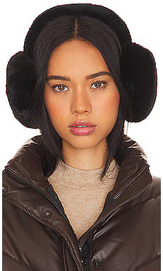 Hat Attack Oversized Faux Fur Earmuff in Black from Revolve.com | Revolve Clothing (Global)