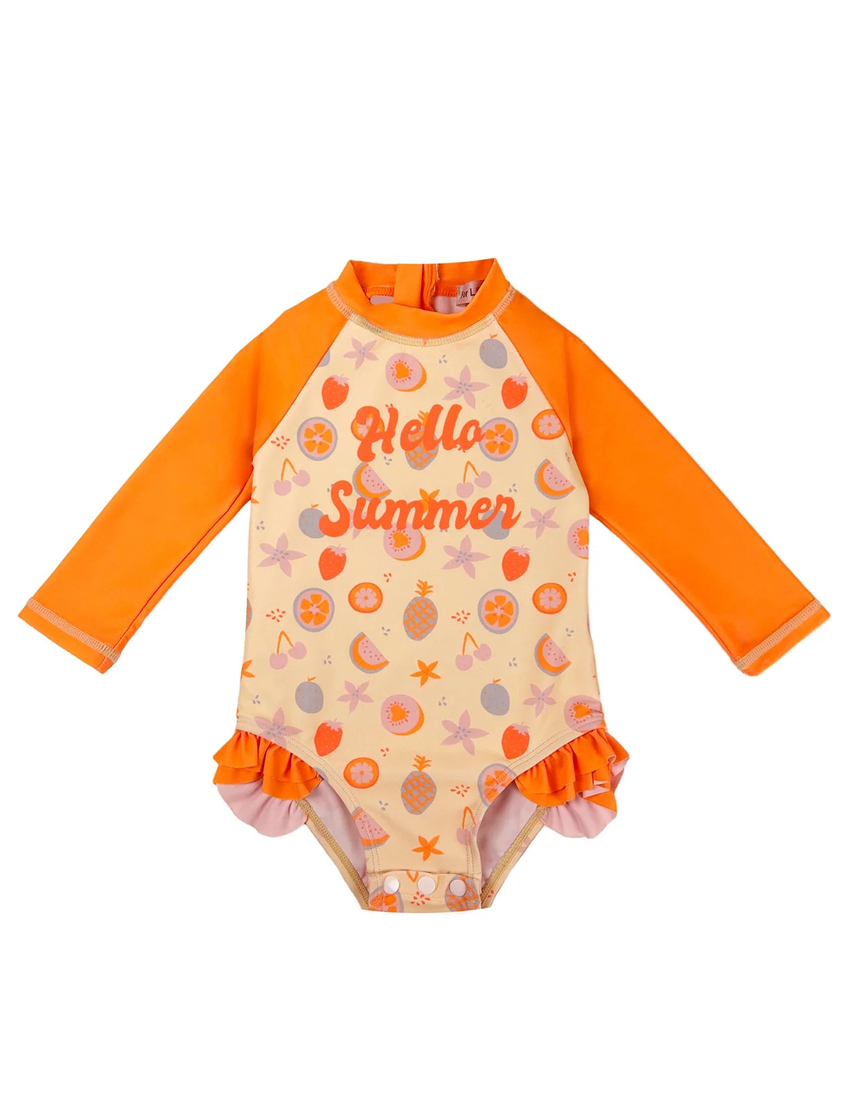 weVSwe Baby Girls Swimsuit -Long Sleeve UPF 50+ Rash Guard Bathing suit 0-3T | Walmart (US)