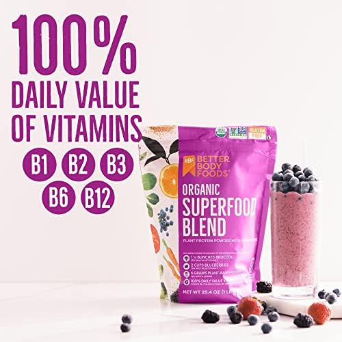 BetterBody Foods Organic Superfood Powder with Protein, Vitamins C, E, and B12 (12.7 oz.) | Amazon (US)