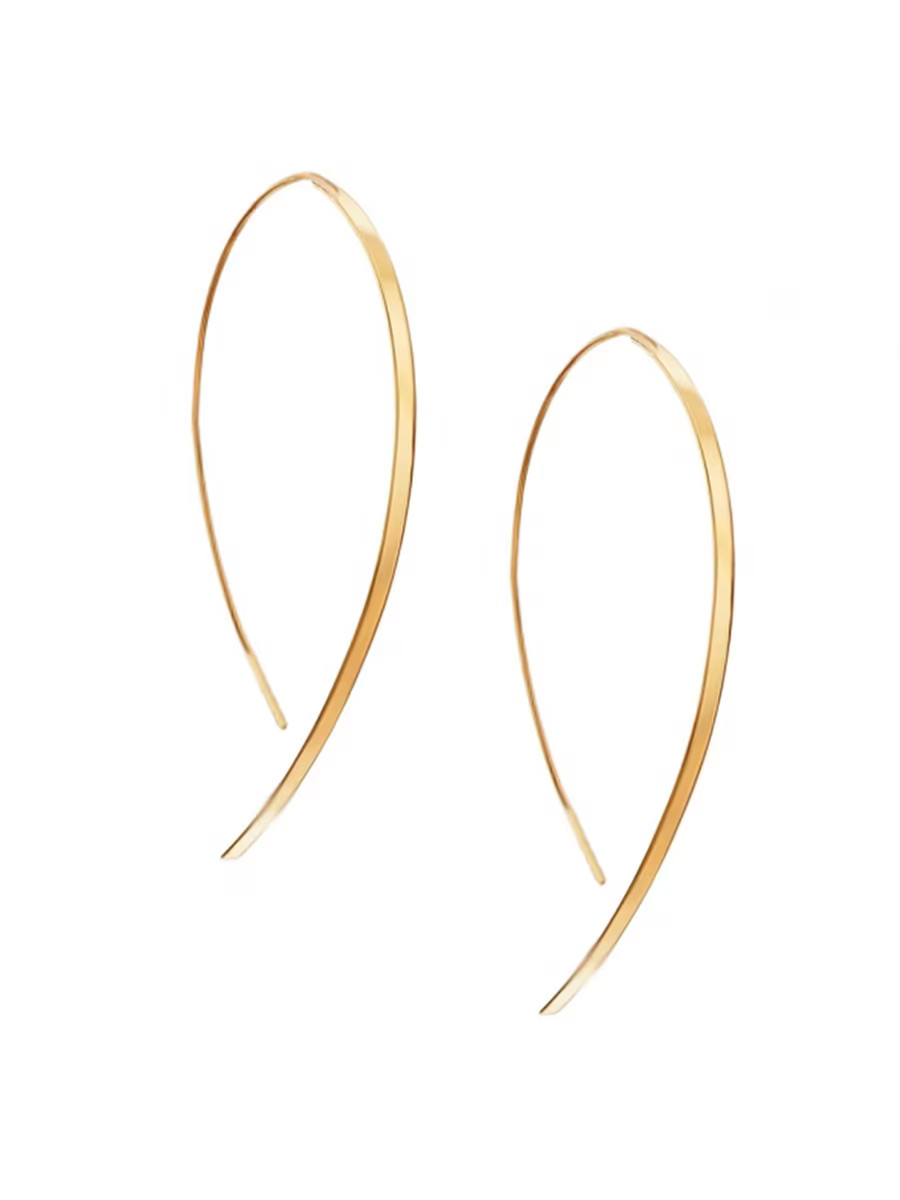 Hooked On Hoop Small 14K Yellow Gold Flat Hook Earrings | Saks Fifth Avenue