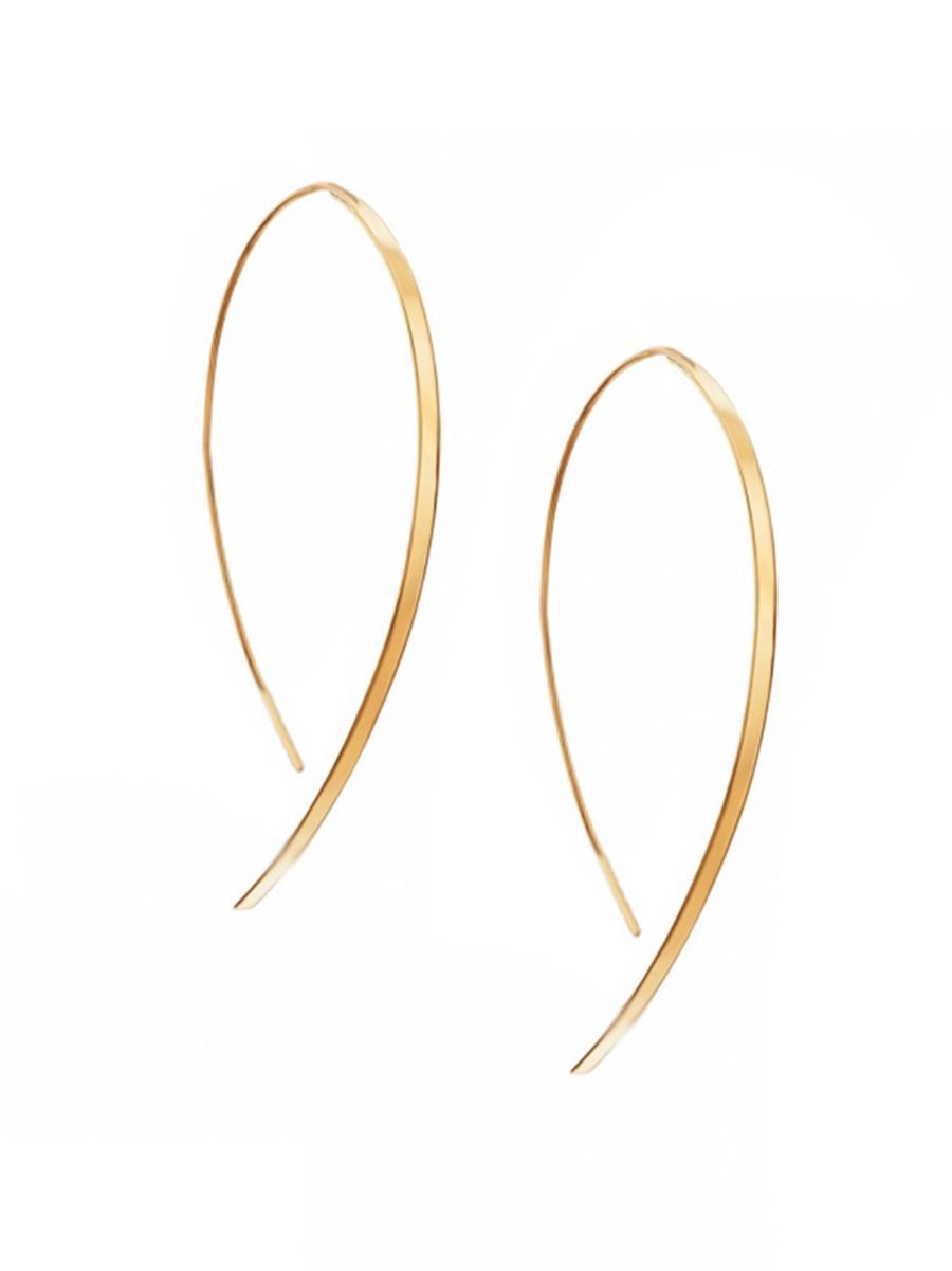 Hooked On Hoop Small 14K Yellow Gold Flat Hook Earrings | Saks Fifth Avenue