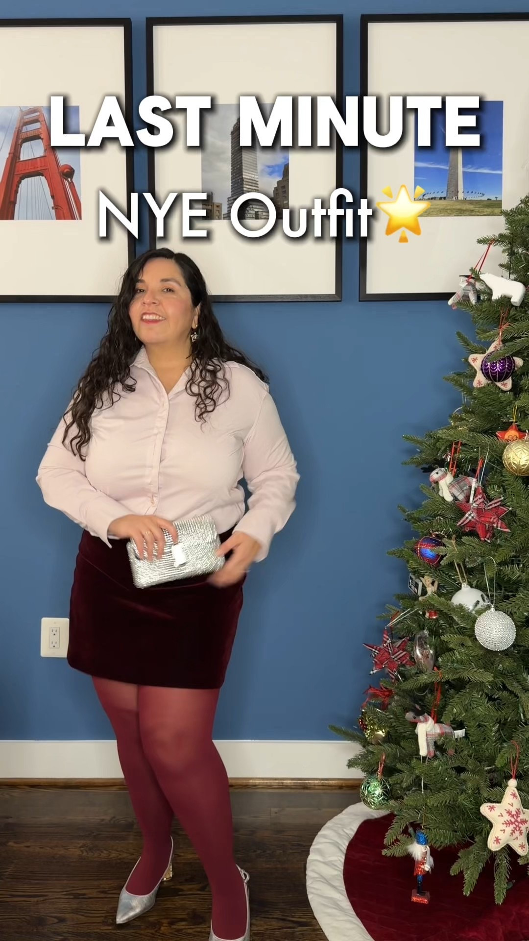 Last-minute NYE outfit, built with pieces I already own and elevated with the right accessories.
The base is intentionally simple: my velvet skirt from Tuckernuck (older but forever festive) and my pink button down from MM LaFleur. If you want a similar fit, I’d suggest sizing down since it runs roomy.
What really makes this feel NYE-ready are the details: burgundy tights from Target, silver heels from Kate Spade (linking the current version), and my crystal Marc Jacobs bag to add just the right amount of sparkle.
Proof that you don’t need a brand-new outfit to feel festive. Sometimes it’s just about styling what’s already in your closet.

#LTKSaleAlert #LTKgrwm #LTKHoliday