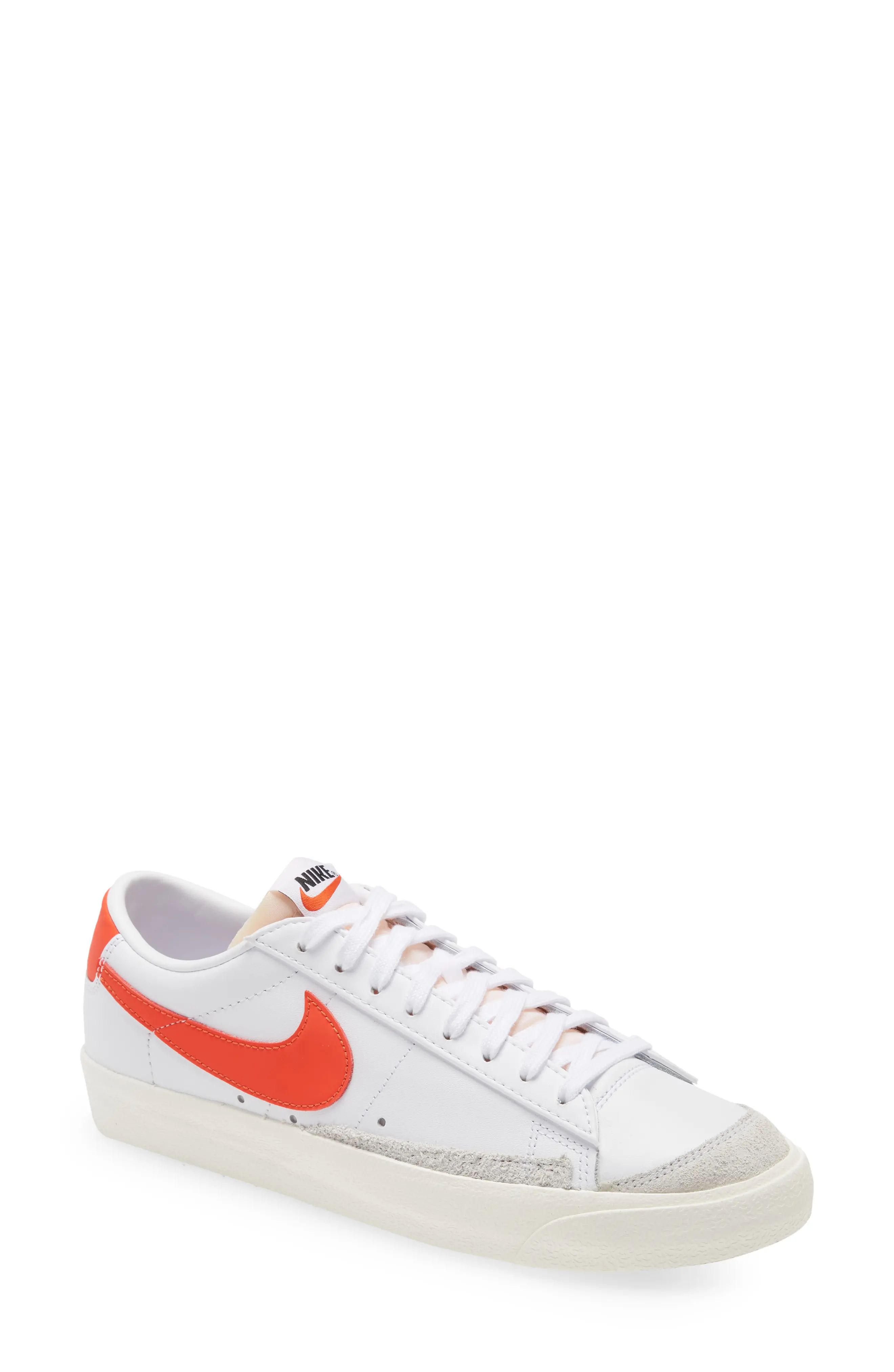 Nike Blazer Low '77 Sneaker in White/Orange at Nordstrom | Nordstrom