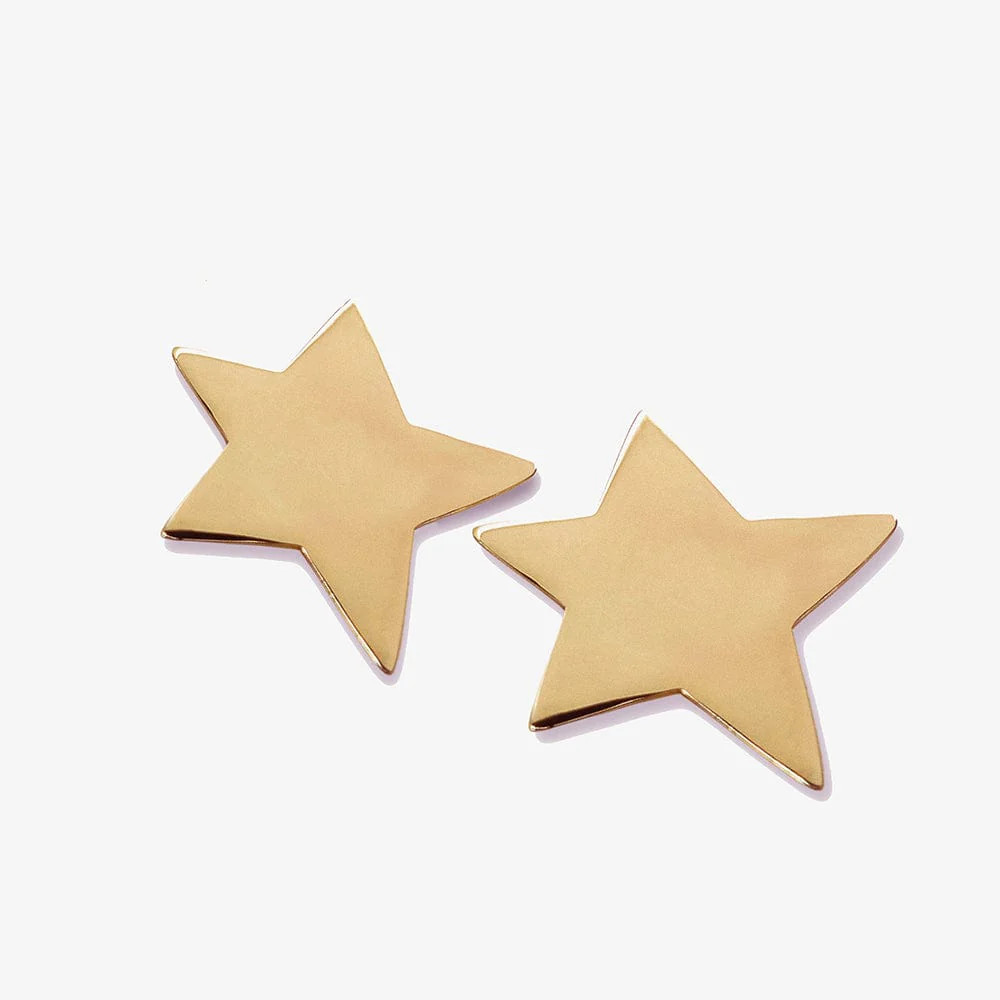 Star Large Post Earrings Brass | INK+ALLOY