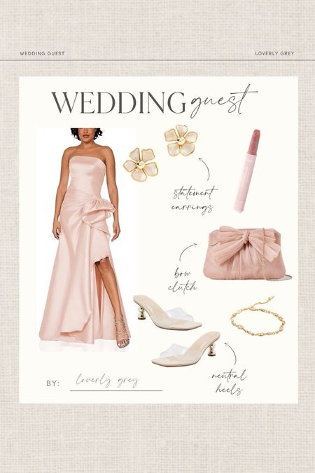 Wedding guest outfit idea. This strapless gown and neutral heel are perfect for a formal spring wedding. Loverly Grey, wedding guest 

#LTKWedding #LTKSeasonal #LTKStyleTip