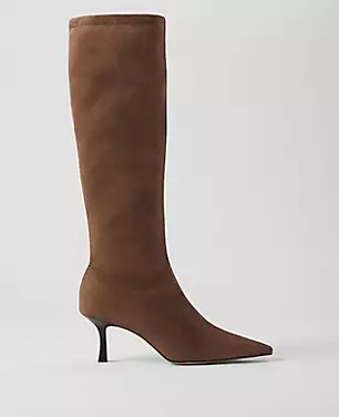 Microstretch Suede Pointy Toe Boot | Ann Taylor (US)