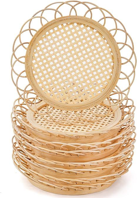 Lawei 8 Pack Bamboo Rattan Coasters, Vintage Boho Cup Coasters, Natural Wicker Woven Coasters for... | Amazon (US)