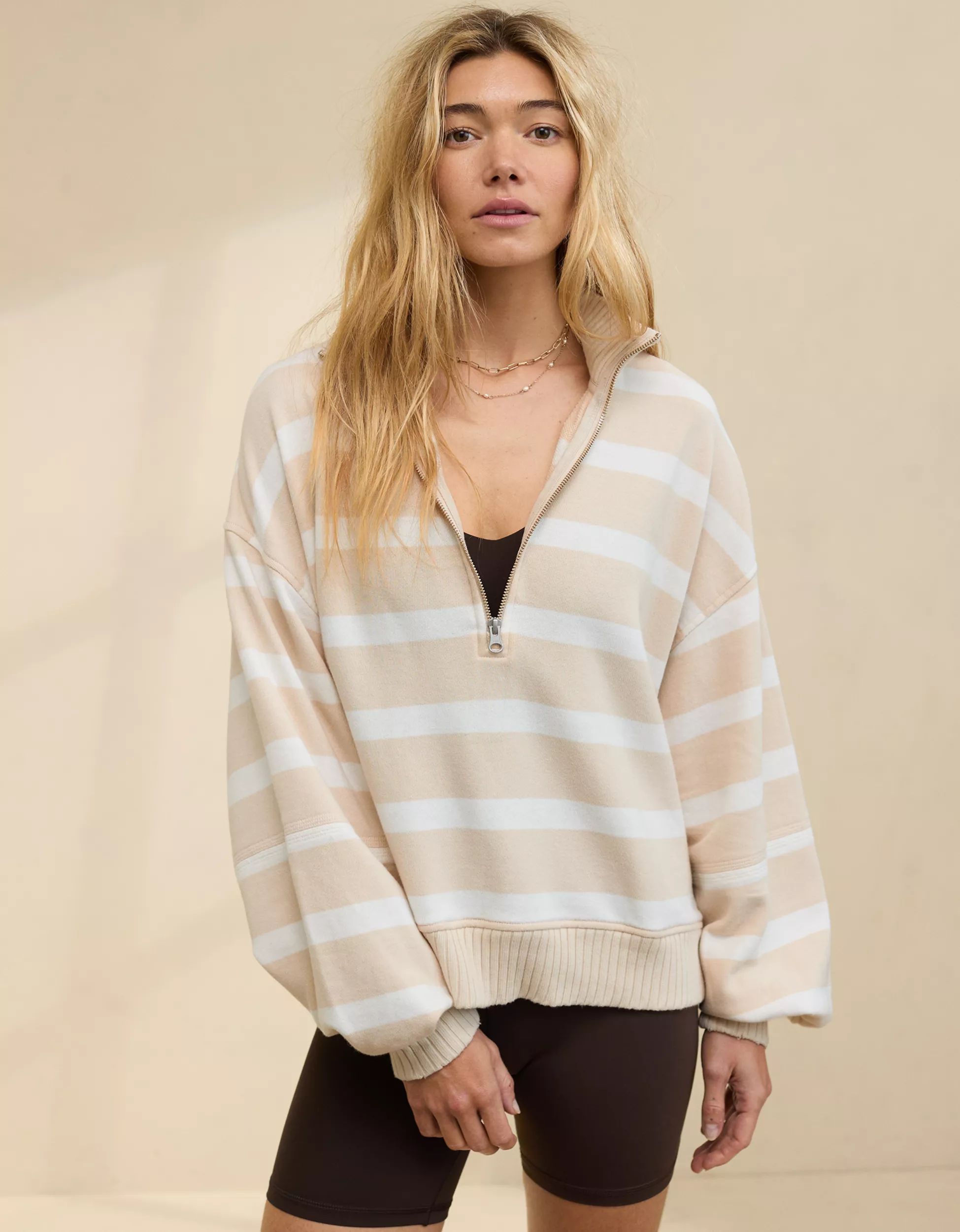 Aerie Sun's Out Quarter Zip Sweatshirt | American Eagle Outfitters (US & CA)