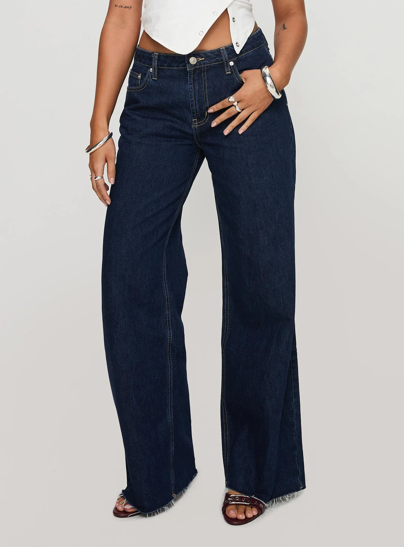 Darla Low Rise Straight Leg Jean Dark Blue Wash | Princess Polly US