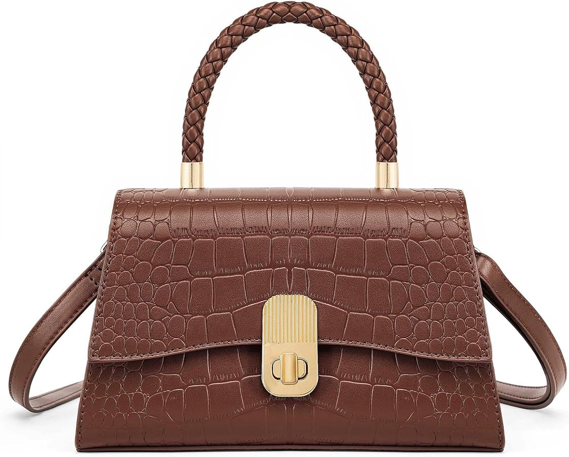 Top Handle Handbags for Women Small Satchel Crossbody Bag Designer Purse with Detachable Strap | Amazon (US)