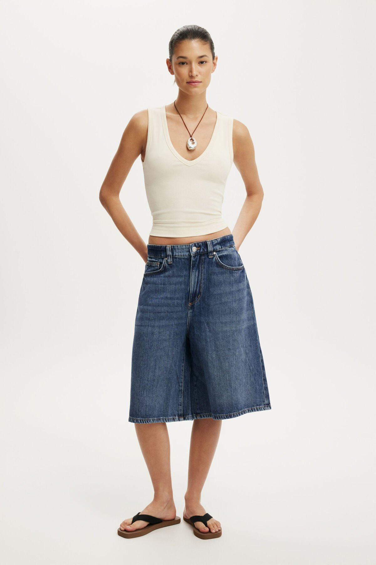 Lyocell Wide Denim Jort | Cotton On (US)