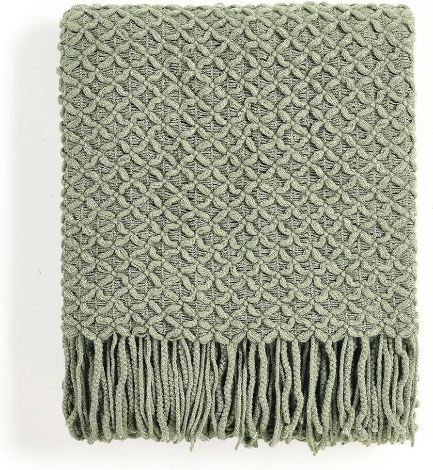 CREVENT Farmhouse Boho Knitted Throw Blanket for Couch Sofa Chair Bed Home Decoration, Soft Warm ... | Amazon (US)