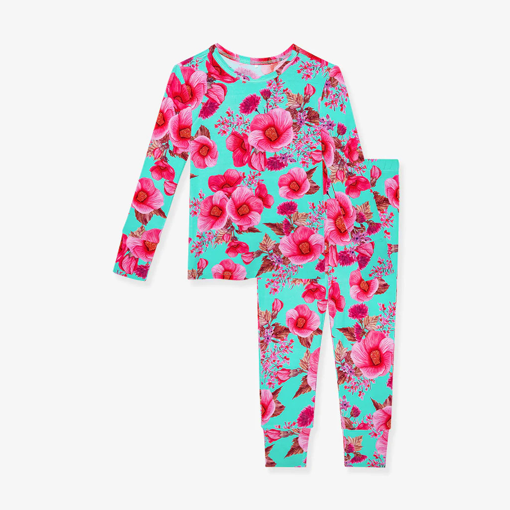 Floral Pink Long Sleeve Toddler Pajamas | Kienna | Posh Peanut