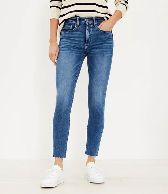 Petite Mid Rise Skinny Jeans in Mid Indigo Wash | LOFT