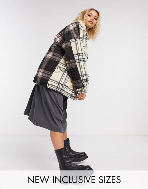 COLLUSION Unisex padded spliced check jacket | ASOS (Global)