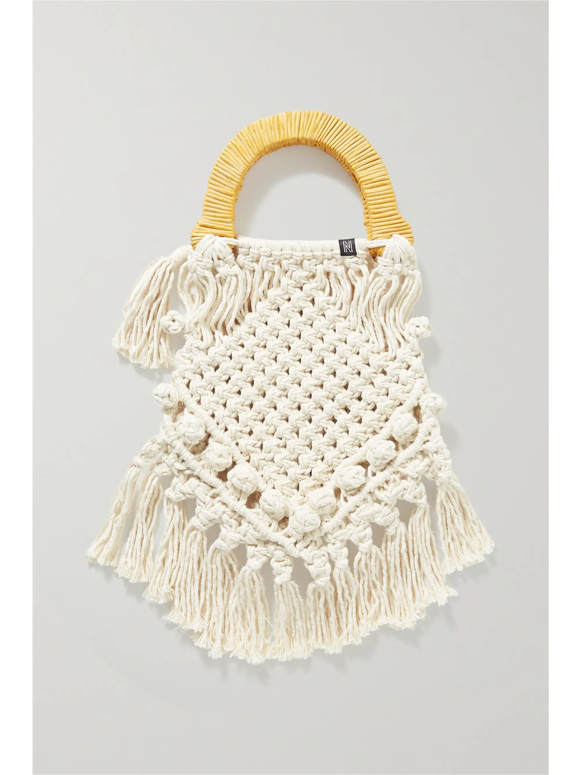 Lotus Tote aus Makrameegarn mit Fransen und Details aus Rattan | NET-A-PORTER (UK & EU)