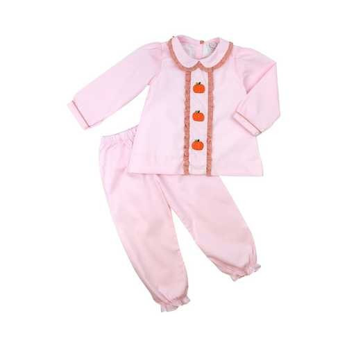 Pink Embroidered Pumpkin Pant Set | Cecil and Lou