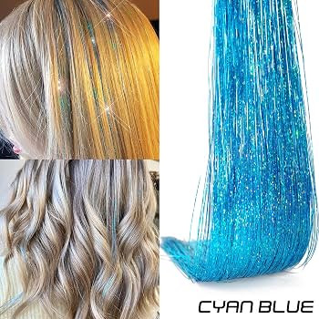 SEPTBEAM Clip-in Hair Tinsel Extensions Cyan Blue Highlights for Hair 20.5 Inch 6pcs Synthetic Ha... | Amazon (US)