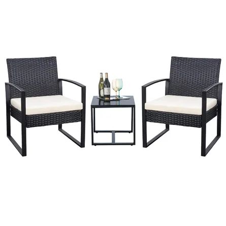 Wrought Studio Beoll 3 Piece Rattan Seating Group with Cushions | Wayfair North America