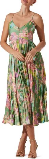 ASTR the Label Maeve Floral Midi Sundress in Blue Multi Abstract at Nordstrom, Size X-Small | Nordstrom