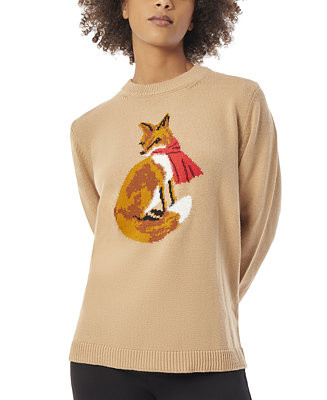 Jones New York Women's Fox Long-Sleeve Crewneck Sweater - Macy's | Macy's Canada