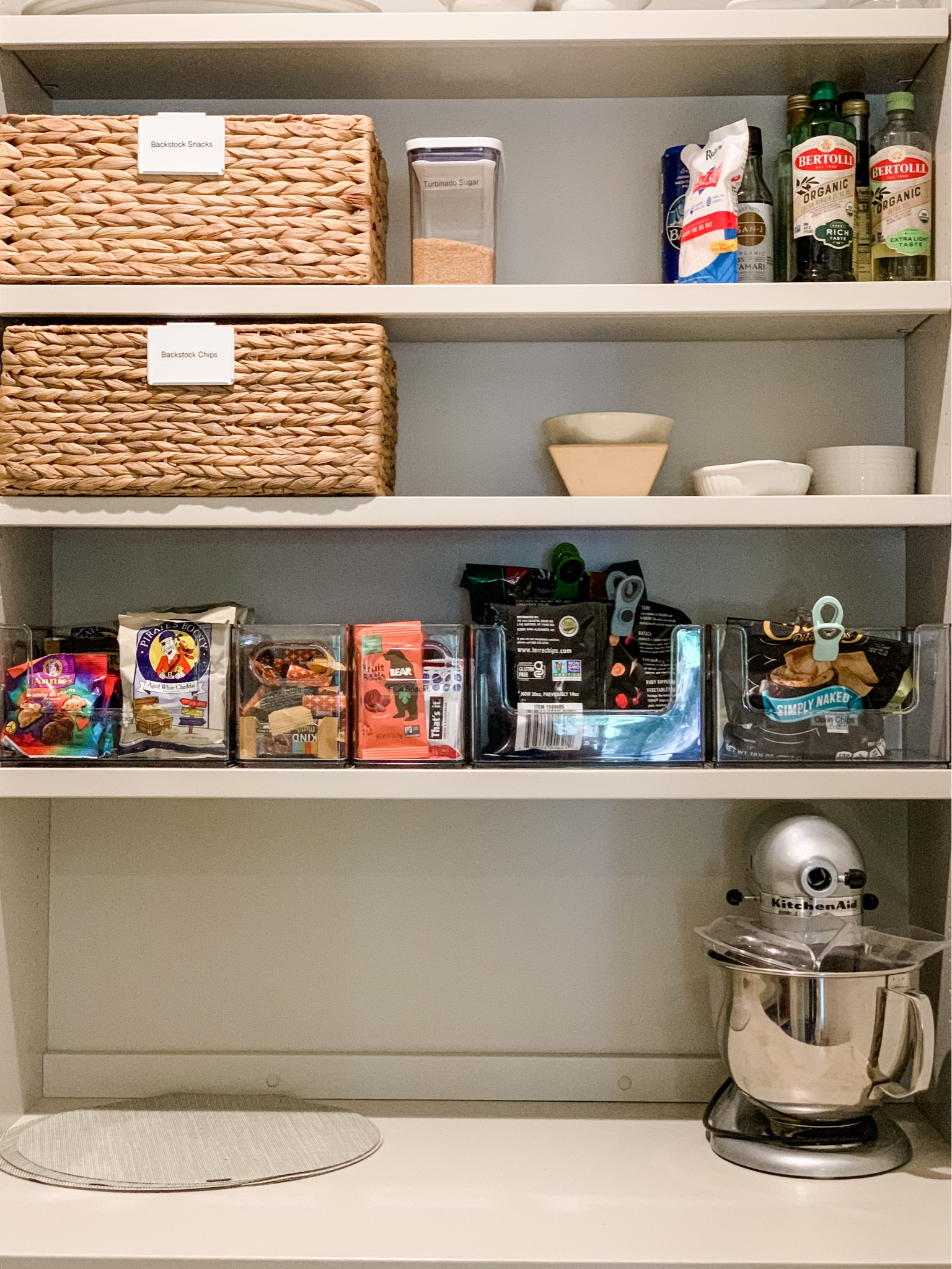 Not quite finished but had to share how good clear containers + baskets look in a pantry. 

I added both colors of the basket so you can see the sizes but these are the large size  

#LTKhome