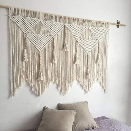 Large Macrame Wall Hanging 43.3" × 39.4" Boho Tapestry Woven Wall Decor- Cotton Tassel Macrame C... | Amazon (US)