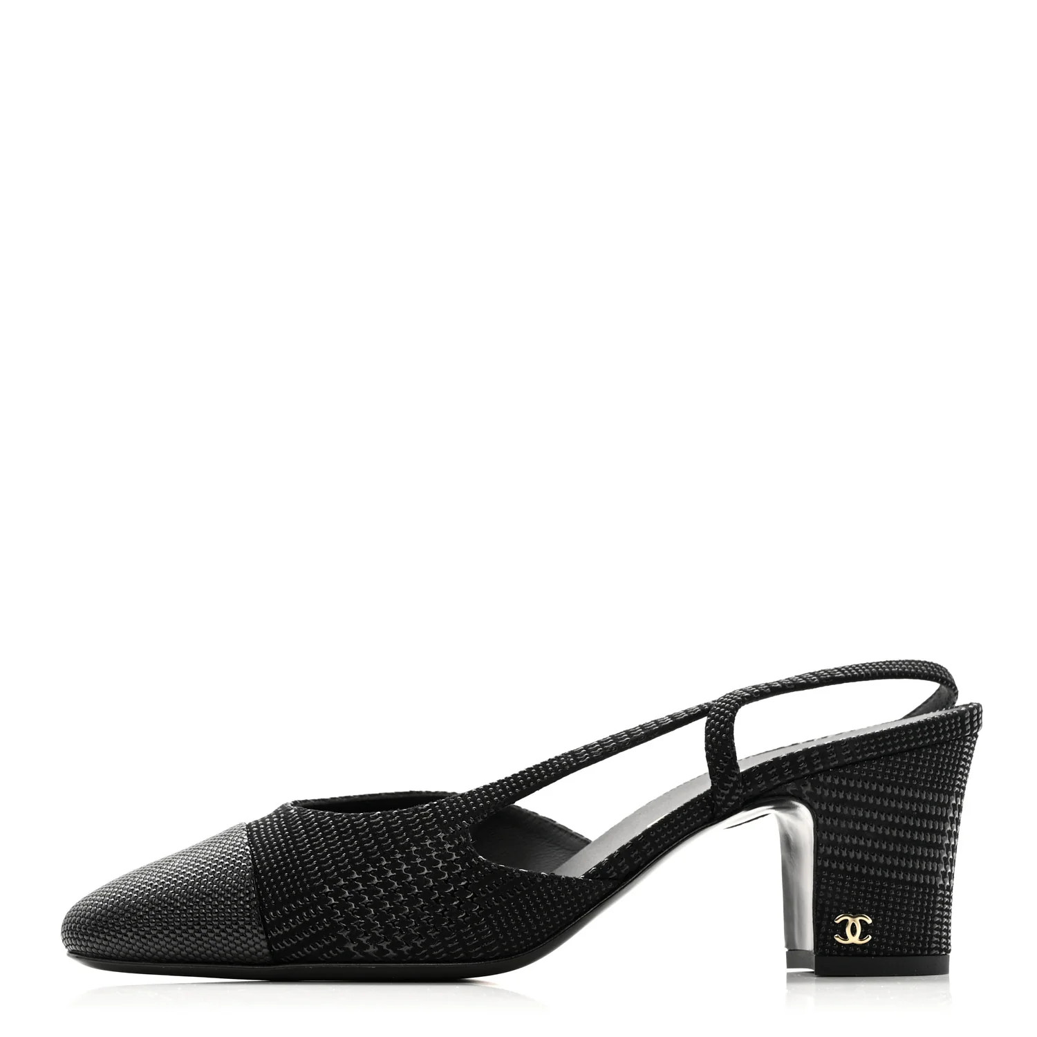 Suede Kidskin Cap Toe CC Slingback Pumps 39 Black | FASHIONPHILE (US)