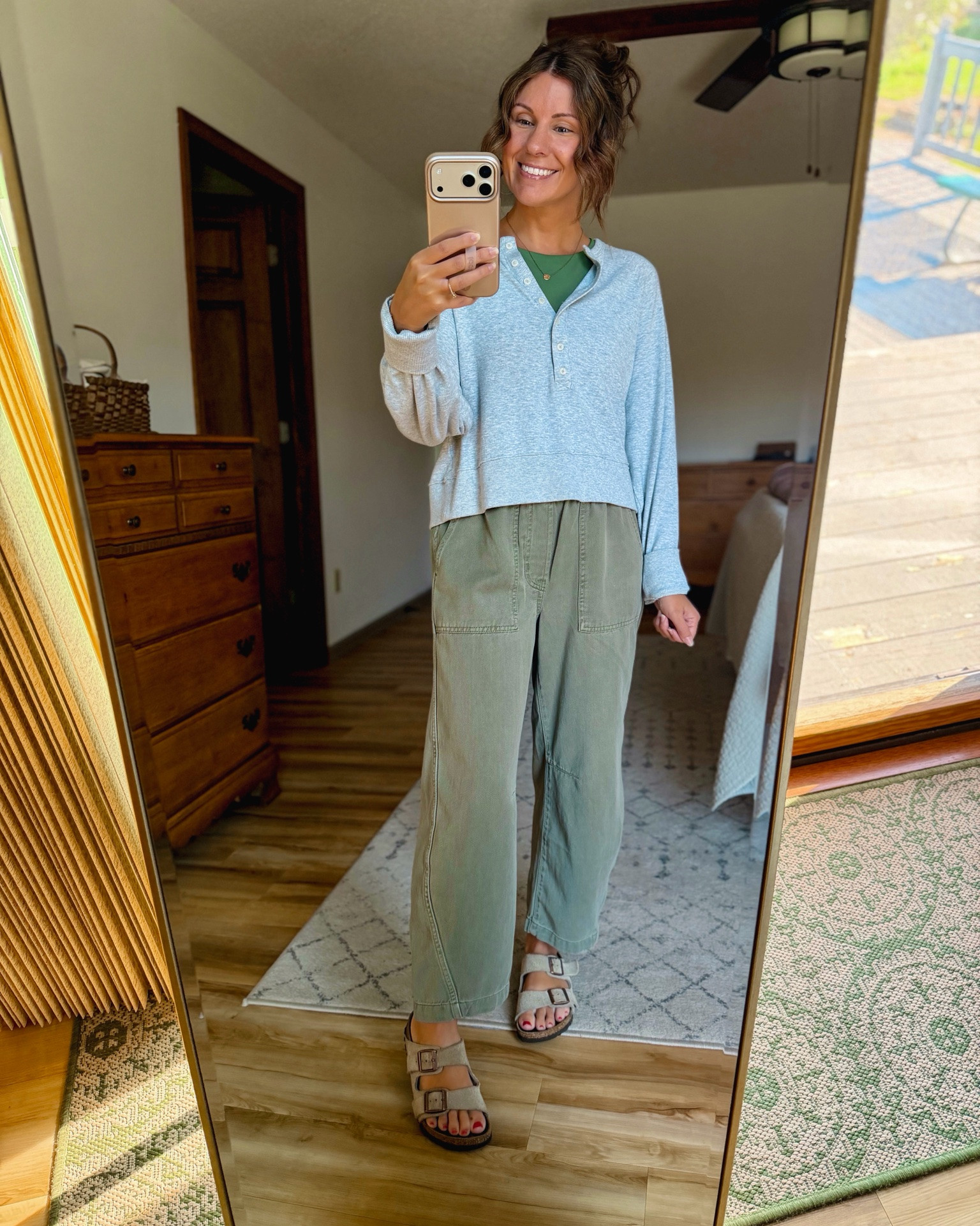 small in my bra, small in my tank, XS in my Henley shirt (mine is last year’s version—linked this year’s version!) and XS short/petite in my pants. My Birkenstock sandals are size 36🌲

#LTKPetite #LTKSeasonal #LTKootd