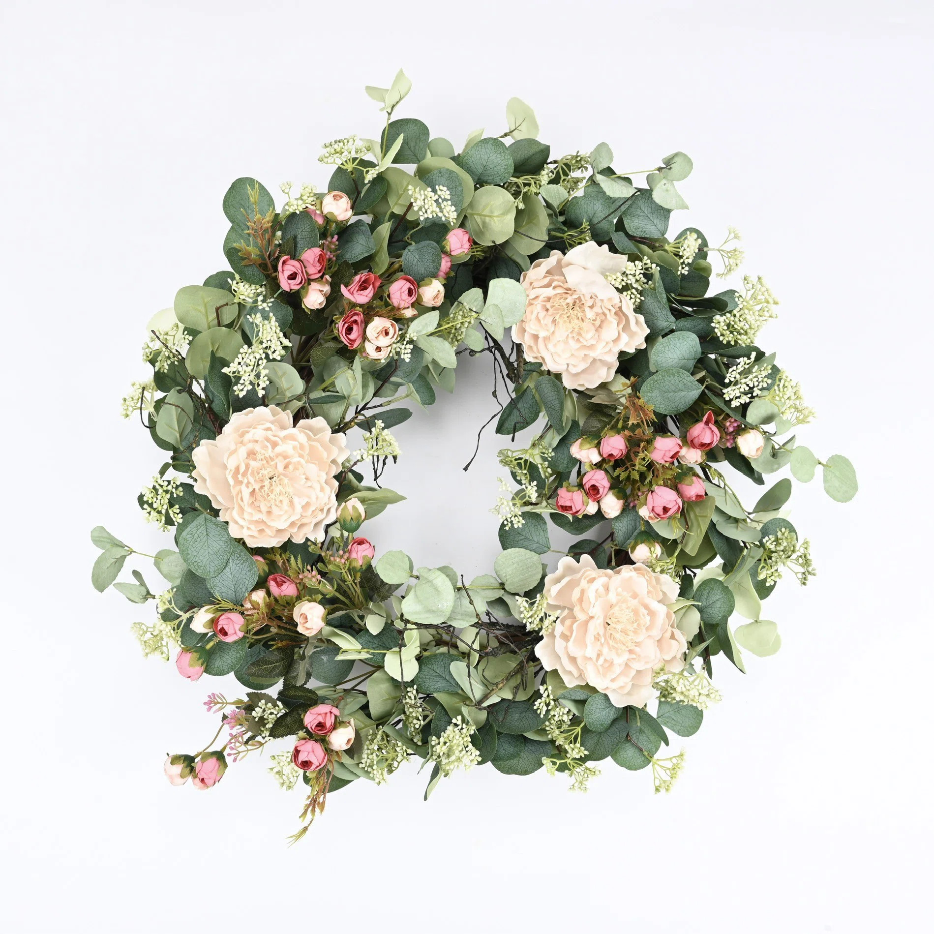 26"  Spring Summer Eucalyptus Berry Floral Wreath | Wayfair North America