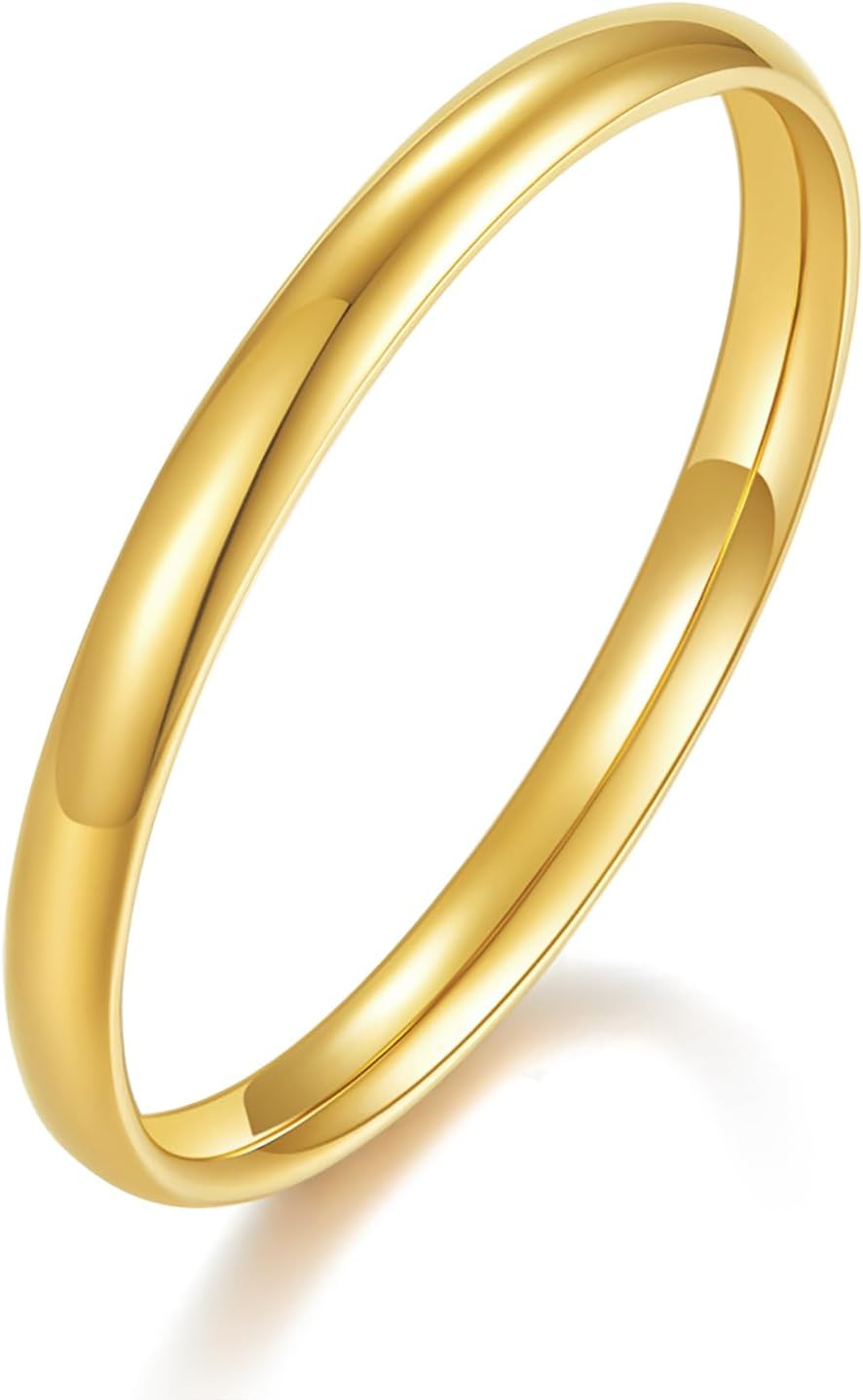 BORUO Stacking Ring, Sterling Silver or Waterproof Gold Plated, Sizes 4-12 | Amazon (US)