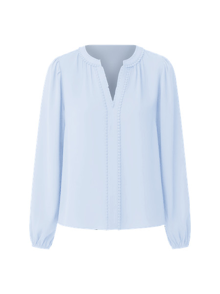 Bobble Trim V-Neck Blouse | Ann Taylor