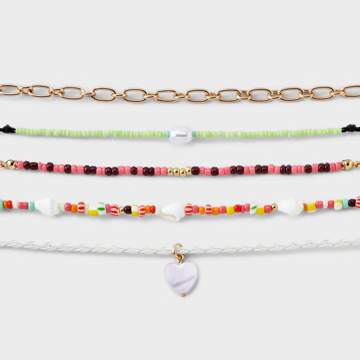Mixed Beaded and Simulated Pearl Choker Necklace Set 5pc - Wild Fable™ Multi | Target