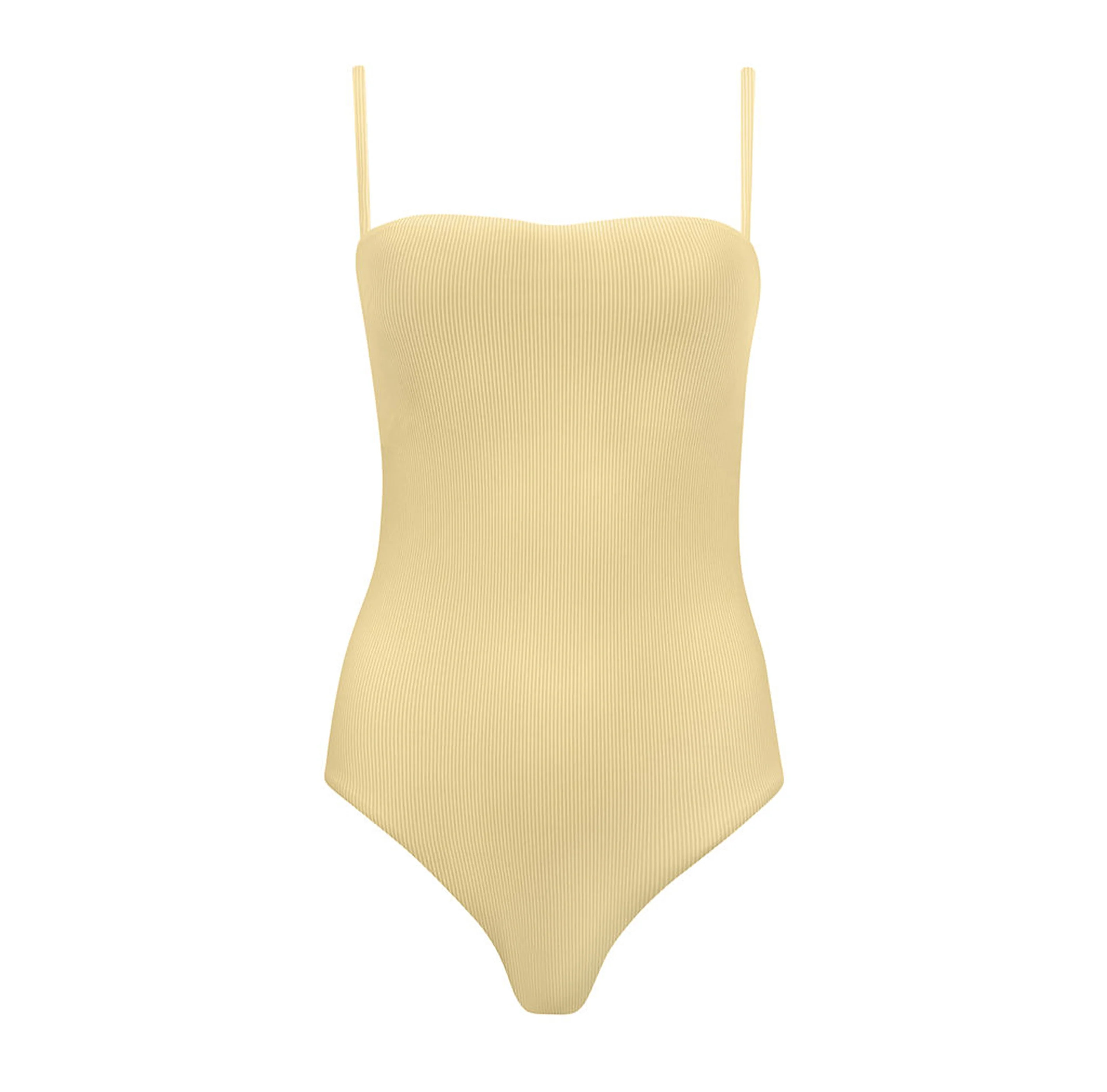 women's buttercream stripe low back one piece | Minnow