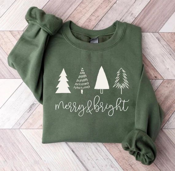 Christmas Tree Sweatshirt Merry & Bright Shirt Christmas | Etsy | Etsy (US)